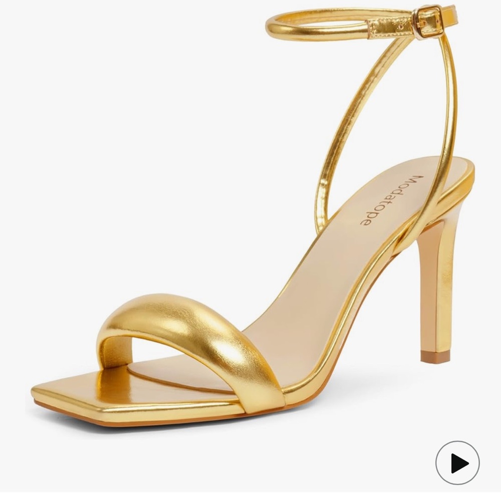 Elegant Gold Ankle Strap Heels